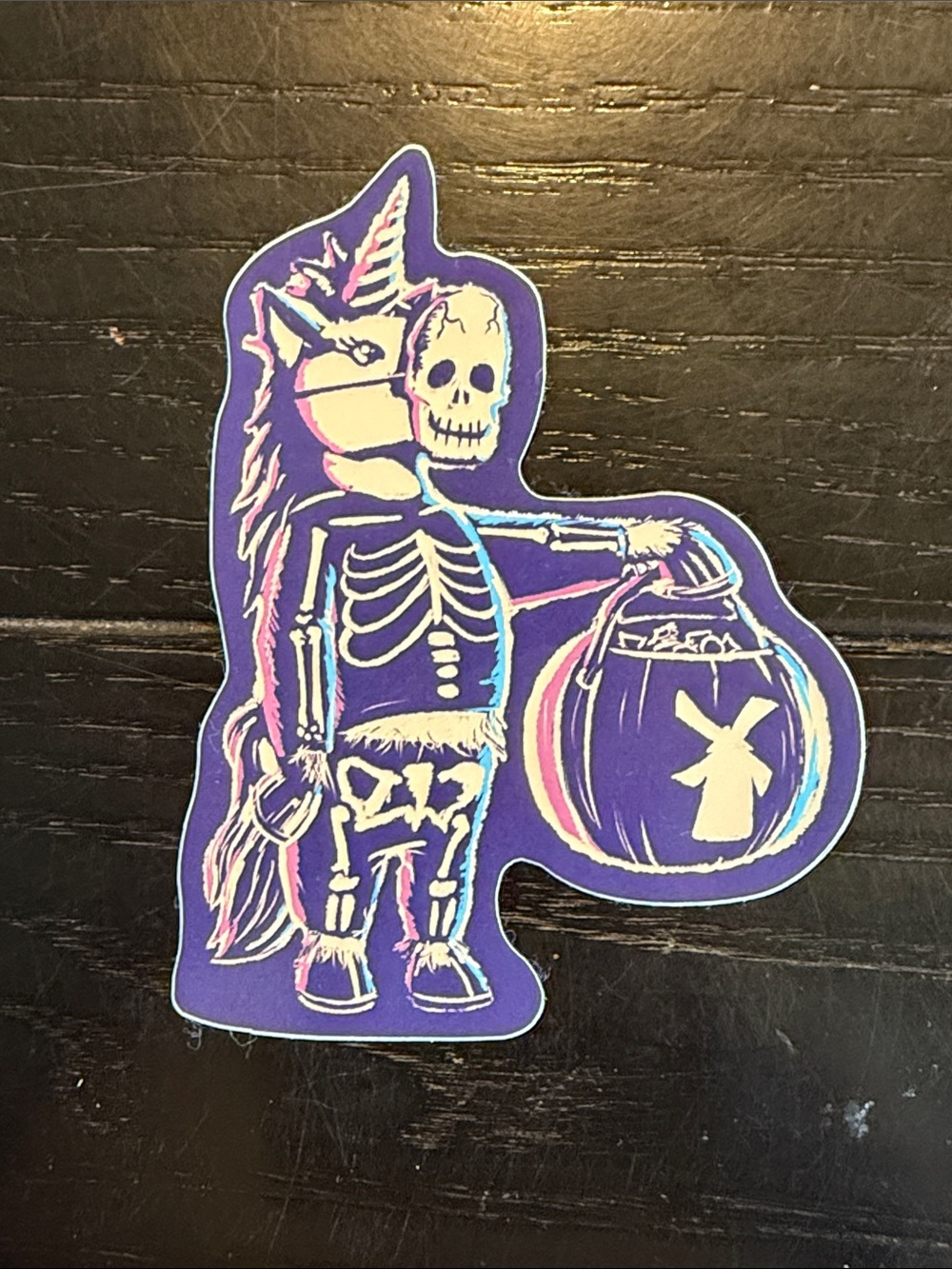 Dutch Bros Purple Skeleton Unicorn Sticker